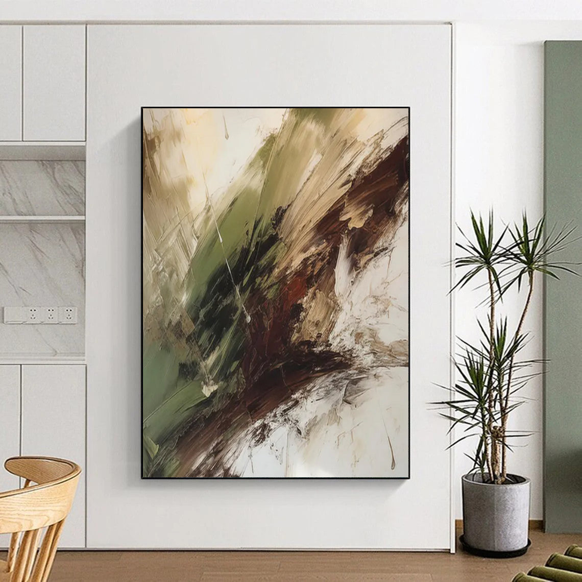 Crystal Cavern: Immense Hand - Painted Custom Abstract Artwork for Office and Entryway DTP118