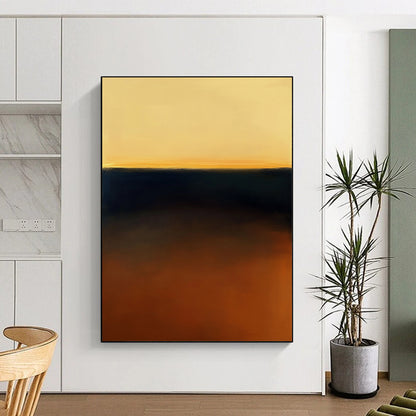 Contemporary abstract art featuring a stunning amber and navy gradient reflecting the golden hour inspired by Mark Rothko's style. DLZ1356