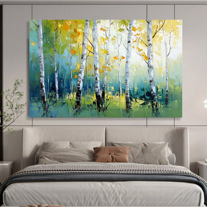 Birch Trees in Autumn Colors - Abstract Landscape Painting On Canvas HB0451