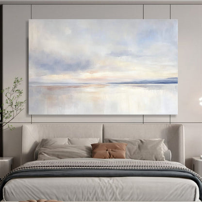 “Pastel Sky Reflection” - Blue, Pink, White, Gentle Skies and Water Painting On Canvas HB0935