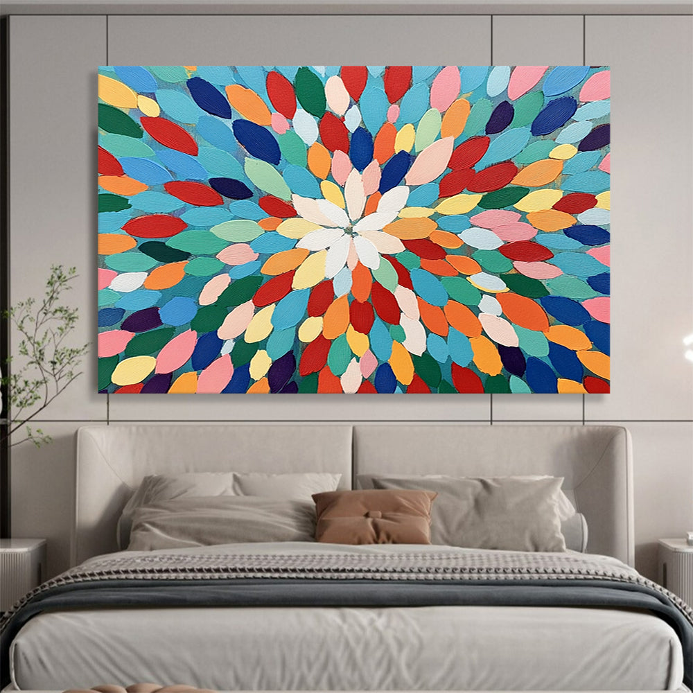 “Colorful Petal - Shaped Mandala” - Impasto Abstract Painting On Canvas HB0516