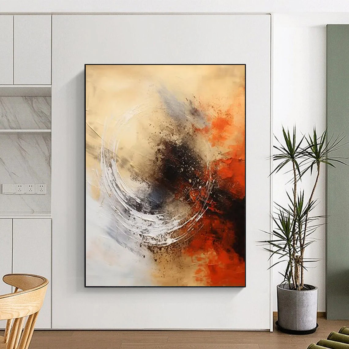 Gilded Web: Large - Format Hand - Painted Custom Abstract Gem for Dining Room and Office DTP121