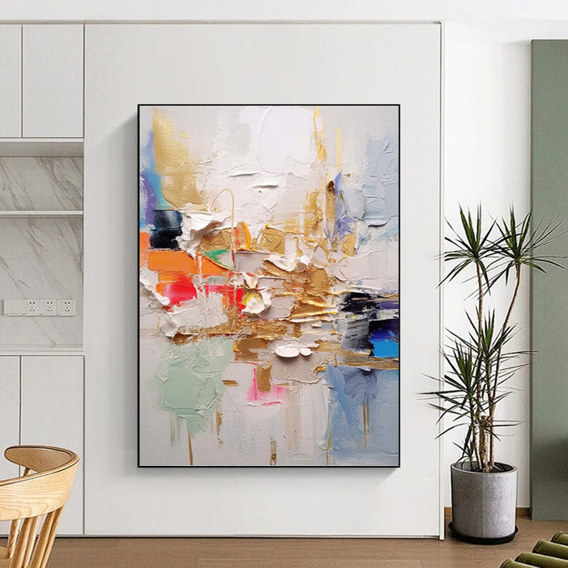 Massive Custom - Crafted Textured Canvas Abstract for Living Room & Hotel Lobby DKH1056