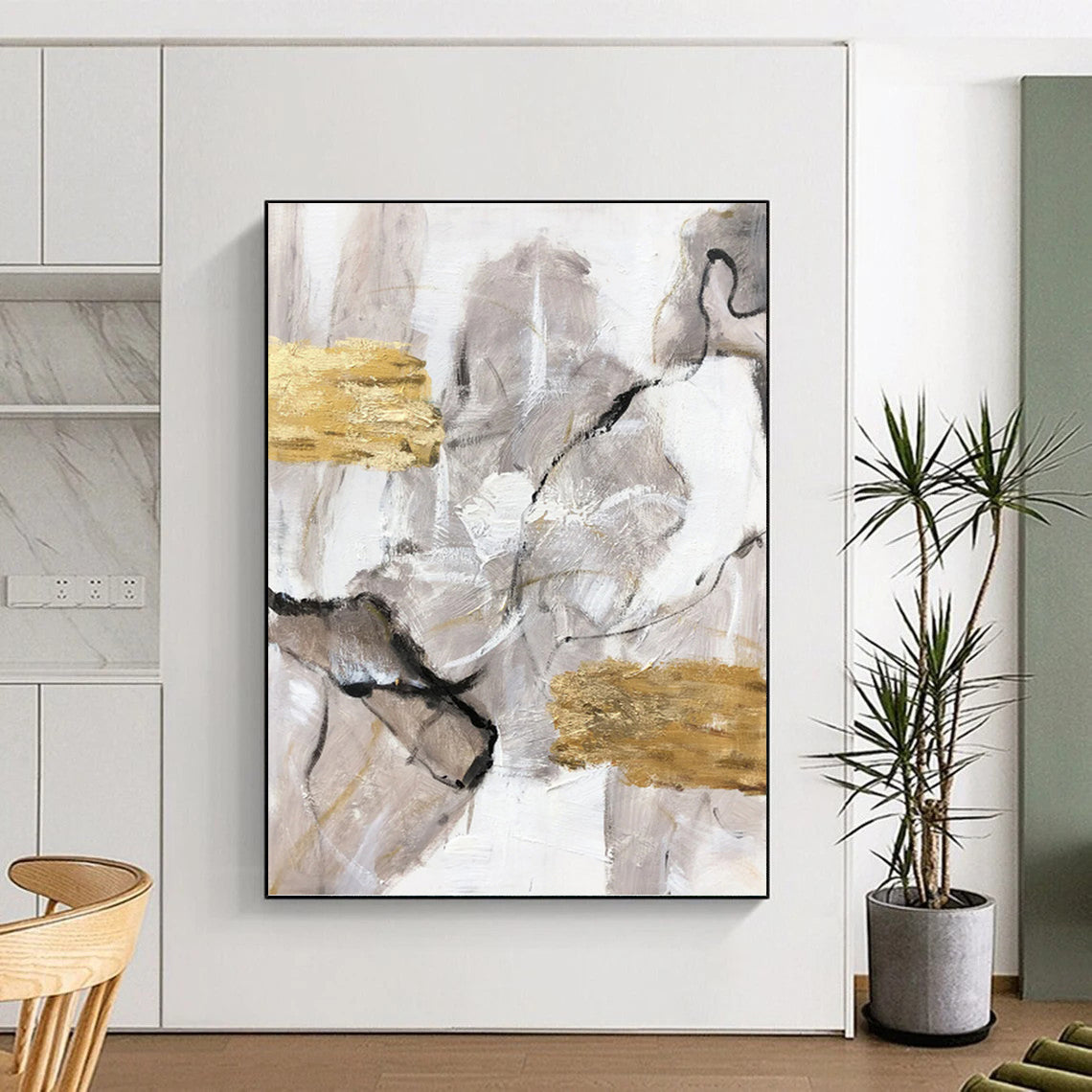 Regal Hand - Painted Textured Abstract Art for Hotel & Entryway DKH1301