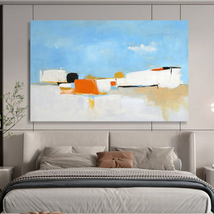 Blue Sky with Abstract Shapes - “Coastal Abstraction” Painting On Canvas HB1447