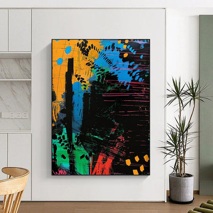 Nebula's Dance: Extra - Vast Hand - Painted Custom Abstract Painting for Living Room and Office DTP096