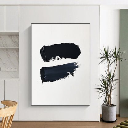 Contemporary abstract artwork featuring bold brushstrokes on textured canvas exuding minimalist elegance against a solid background. DLZ1607