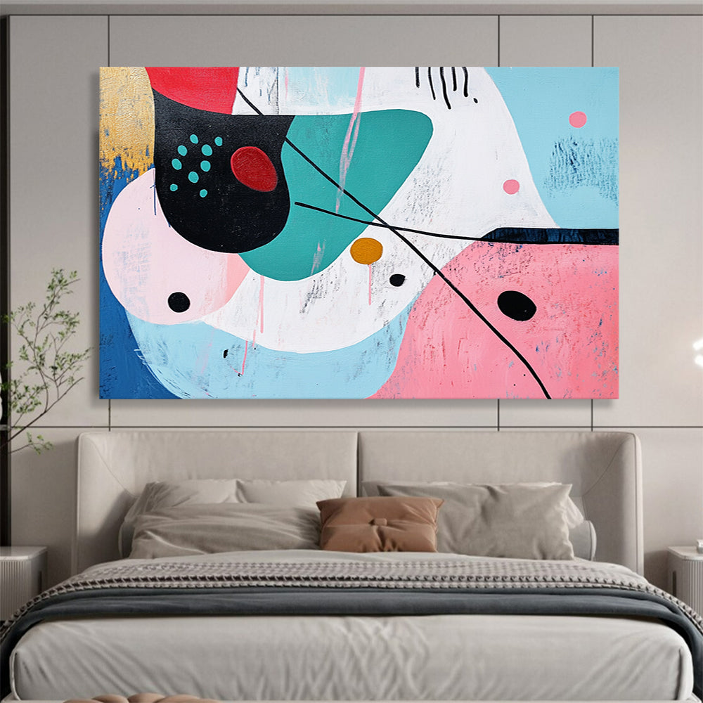 Colorful Abstract Shapes on Light Blue - Playful Abstract Painting On Canvas HB0496
