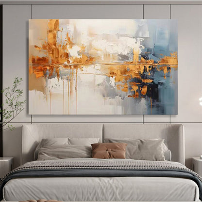 Gold & Blue Abstract Textured Art - Luxe Modern Living Room Focal Point DLZ183