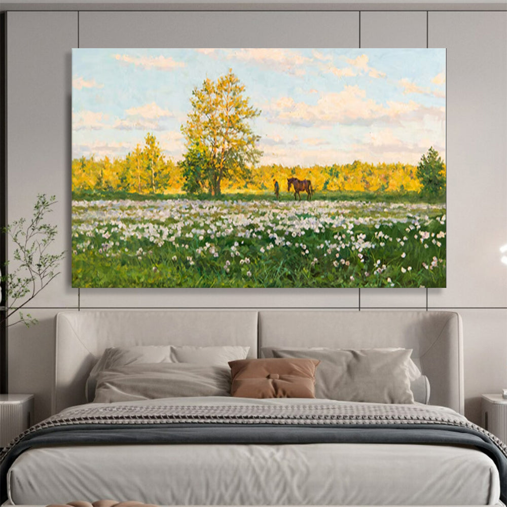 Summer Meadow with Horse - Peaceful Living Room or Office Art DLZ216