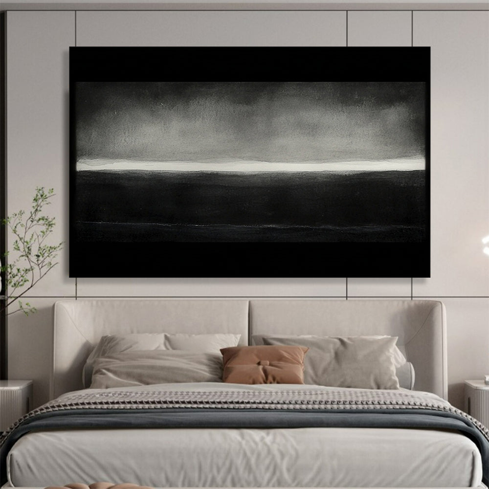 Muted Black and White Landscape - Serene Abstract Painting On Canvas HB0465