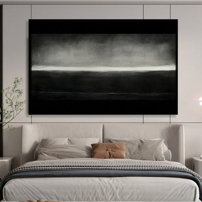 Muted Black and White Landscape - Serene Abstract Painting On Canvas HB0465