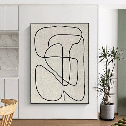 Designer - Crafted Elegance: Hand - Painted Textured Canvas Abstract for Bedroom & Dining Room DKH1136