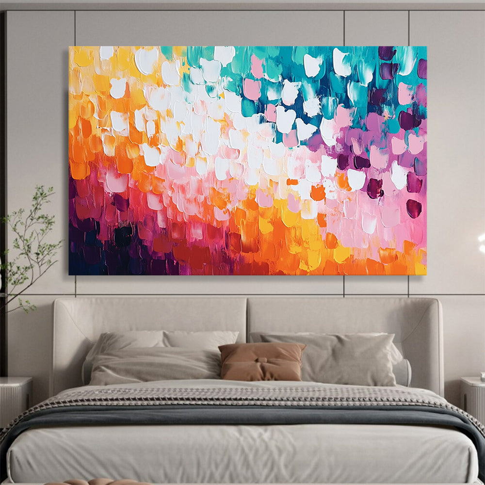“Pastel Colorful Dots” - Pastel Palette, Colorful Dot Pattern Painting On Canvas HB0859