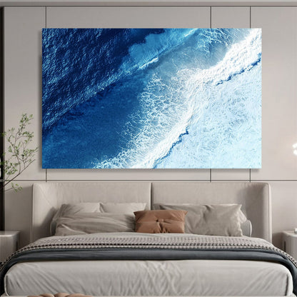 “Aerial Blue - White Ocean View” - Blue, White, Ocean Waves from Above - Photographic Art HB1635