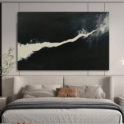 “Winding White Path” - Stark white, rich black, Abstract Minimalist Painting On Canvas HB0609