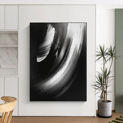 Black and White Smooth Curves "Subtle Motion" Painting On Canvas HB289