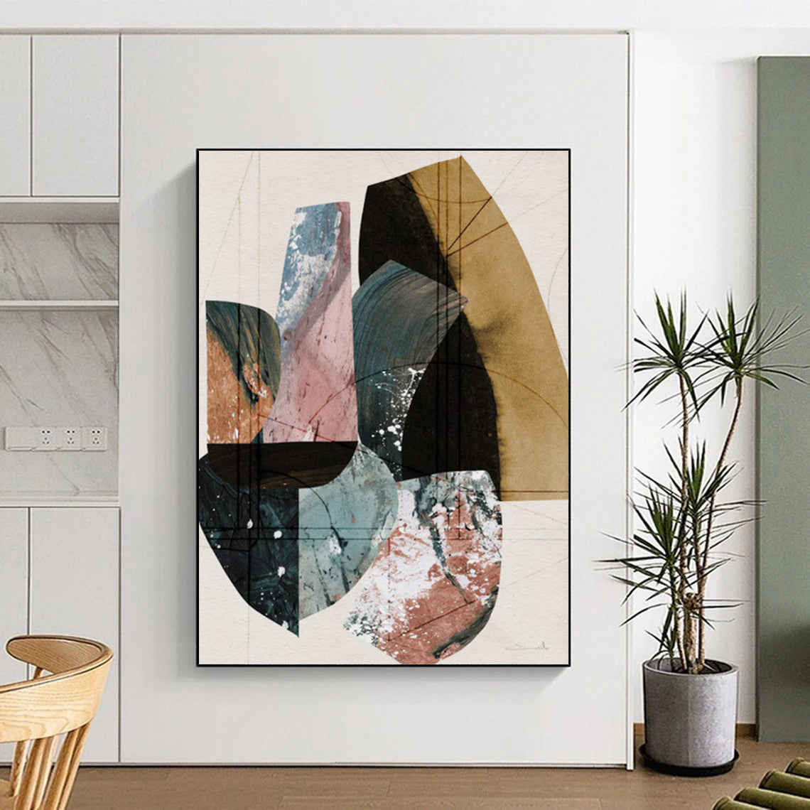 Flecked Textures: Gargantuan Custom Abstract Work for Living Room and Bar DTP152