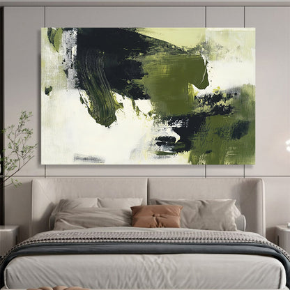 Bold Green and Black Abstract Shapes - Expressive Abstract Painting On Canvas HB0489