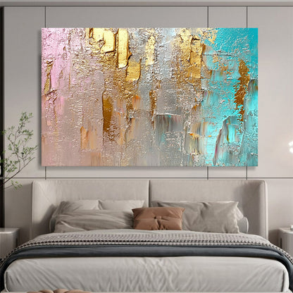 “Pink and Gold Textured Art” - Pink, Gold, Gray, Textured Abstract Painting On Canvas HB0992