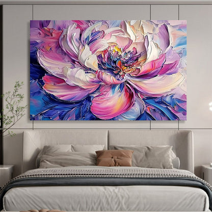 Colorful Layered Peony Flower - Expressive Floral Impasto Painting On Canvas HB0448