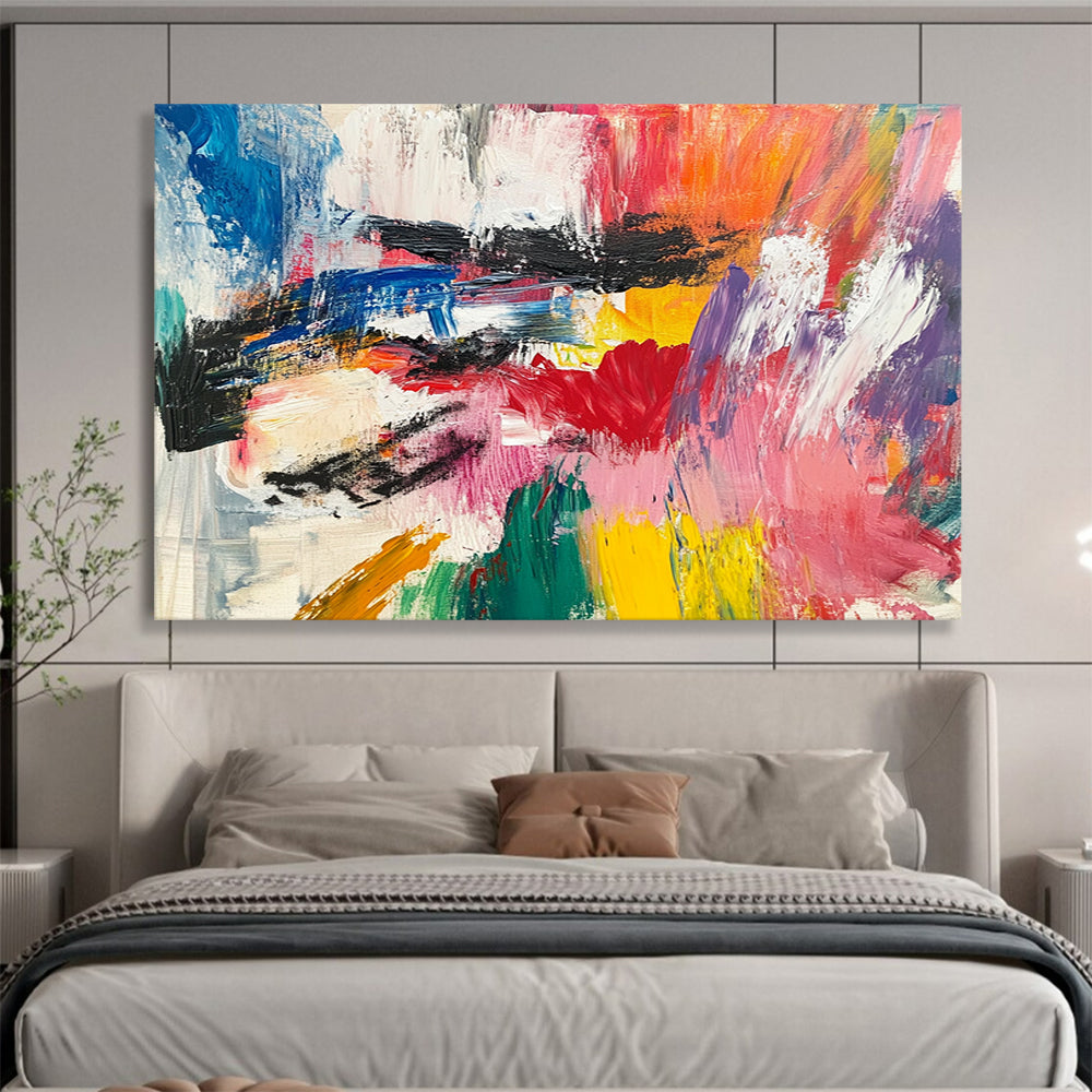 Colorful Abstract Chaos - Bold Abstract Oil Painting On Canvas HB0483