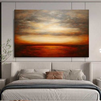 “Warm - Toned Sunset Sea” - Impressionist Landscape Painting HB0534