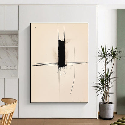 Contemporary abstract art featuring a single black line on white paper captures minimalist elegance and expressive simplicity. Perfect for modern decor. DLZ1585
