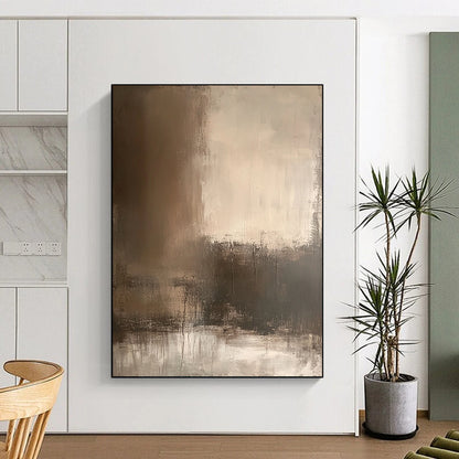 Contemporary abstract artwork featuring earthy tones and textured wall designs perfect for atmospheric backdrops and mixed media applications. DLZ1166