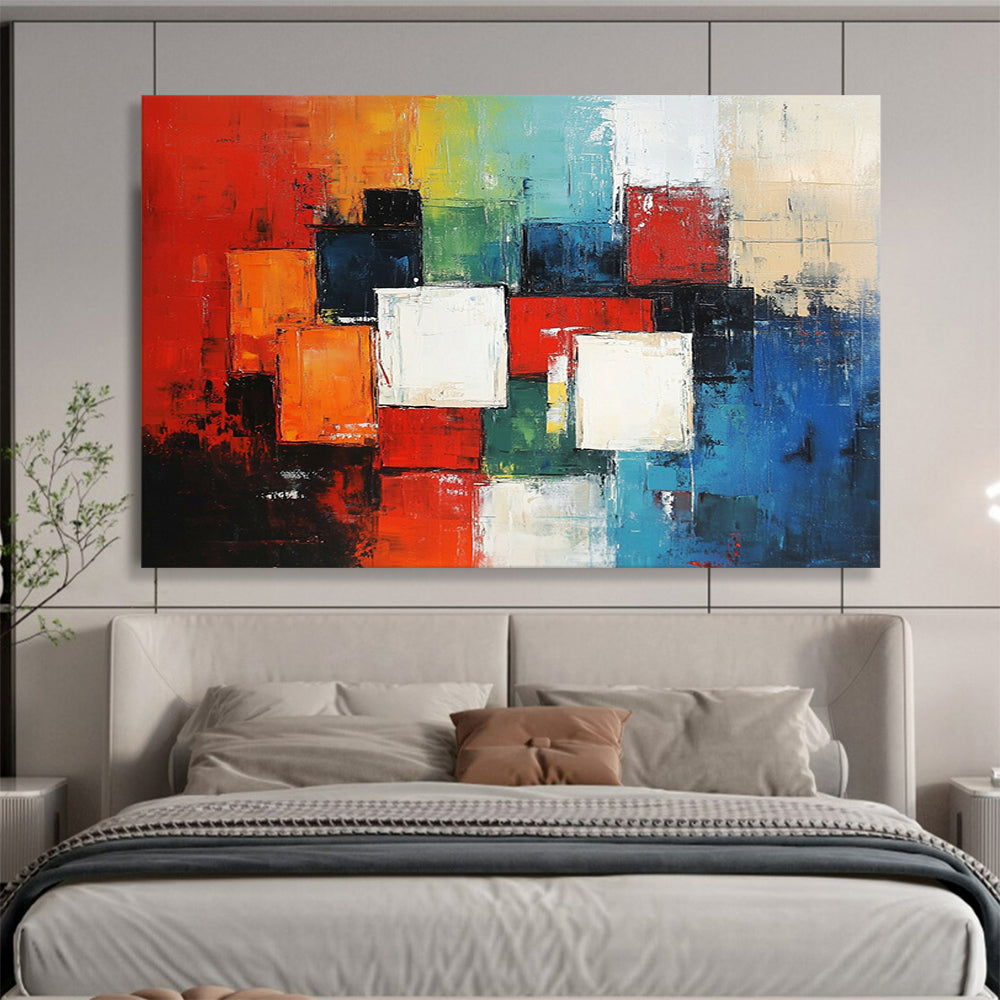 “Colorful Cubist Blocks” - Red, Green, Blue, Abstract Cubist Blocks HB1134