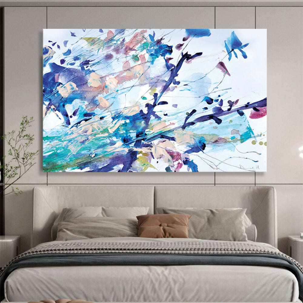 Blue - Colored Floral Abstract: Lighting Up the Artistic Flowers in the Space DLZ147