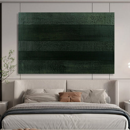 “Textured Dark Green Stripes” - Minimalist Abstract Painting HB0527