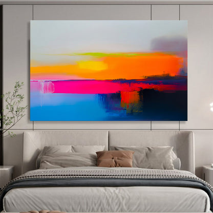 “Bold Color - Field Sunset” - Orange, Pink, Purple, Blue, Abstracted Sunset Scene - Acrylic Painting HB1662