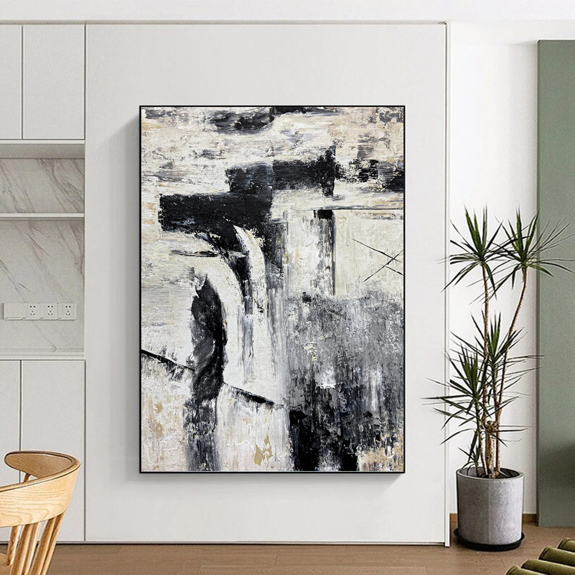 Large Vertical Custom Abstract Hand - Painted Gem for Bar and Entryway DKH1680