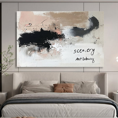 “Minimalist Textured Abstract” - Black, Beige, White with Subtle Textures - Painting On Canvas HB1381