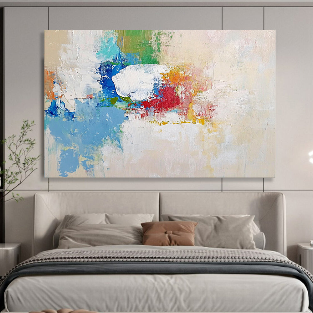 “Colorful Abstract Impasto” - Blue, green, red, orange, white; Textured abstract brushstrokes; Acrylic Painting On Canvas HB1236