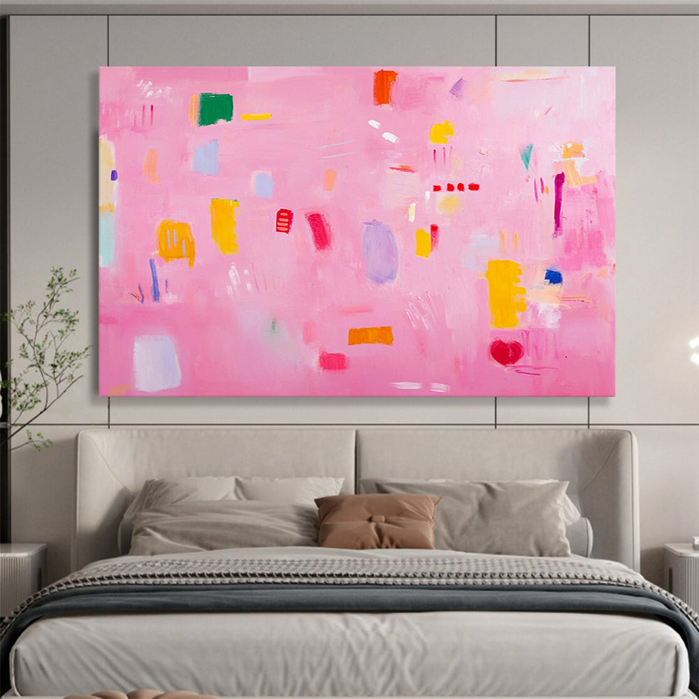 “Playful Pink Abstract Shapes” - Pink, Colorful Shapes, Abstract Painting On Canvas HB0691