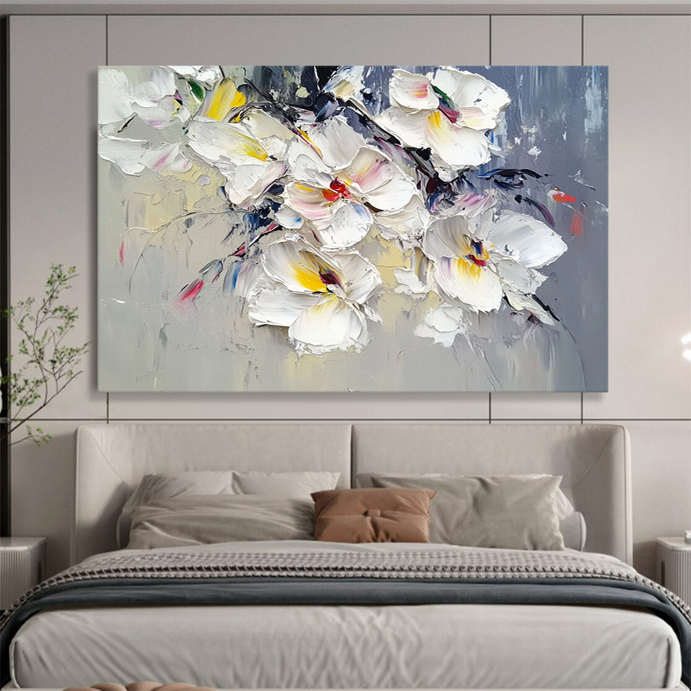 “Colorful White Orchids” - White, Yellow, Pink, Purple with Orchid Bouquet - Textured Oil Painting HB1347