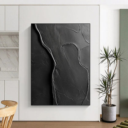 Contemporary abstract artwork featuring textured black paper blending into human body contours rich in detail and depth. DLZ1204