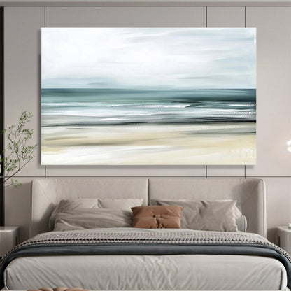 “Minimalist Coastal Hues” - Soft Grays, Muted Greens, Calm Ocean - Acrylic Painting HB1617