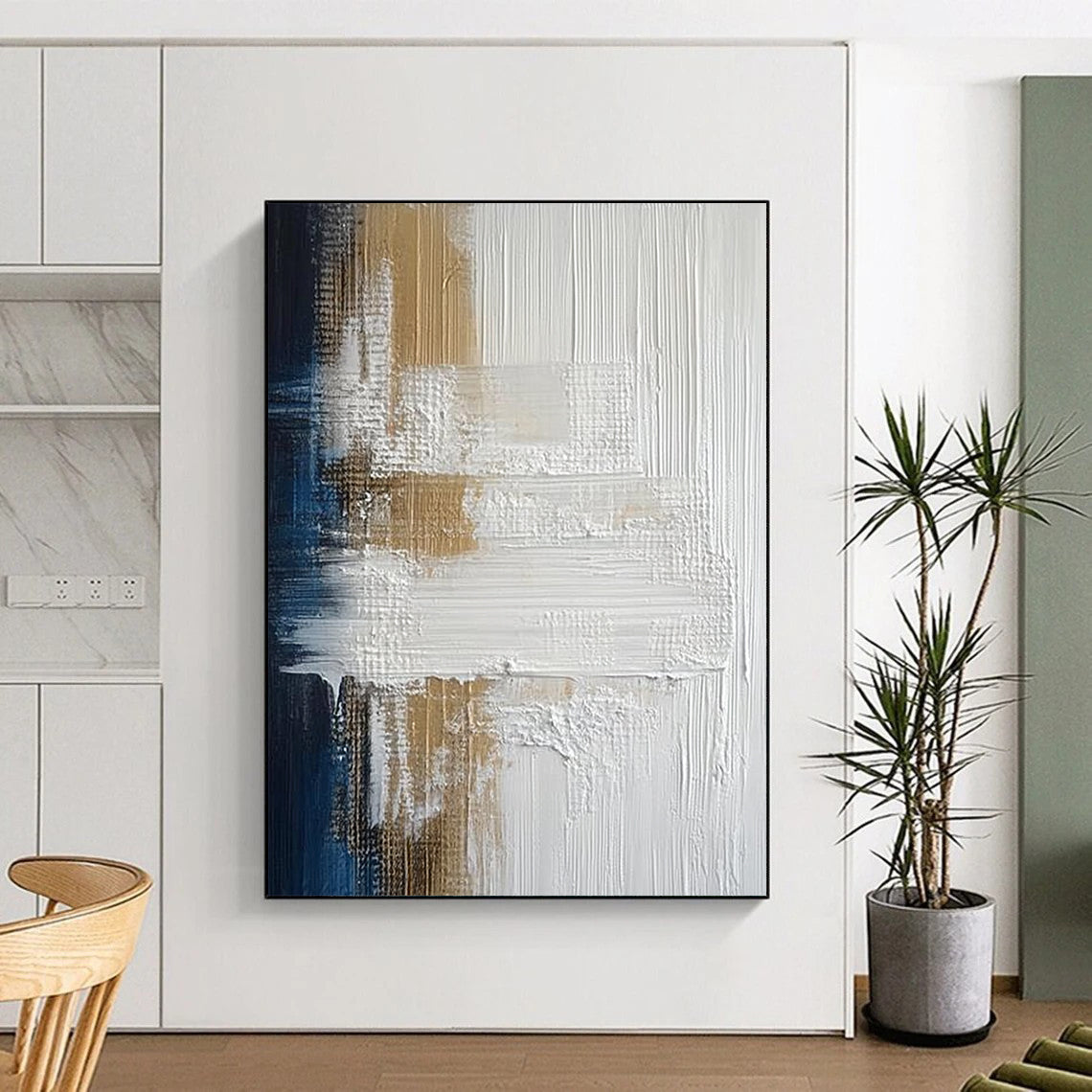 Contemporary hand-painted abstract art featuring vibrant colors and dynamic shapes perfect for enhancing modern living spaces. DLZ1772