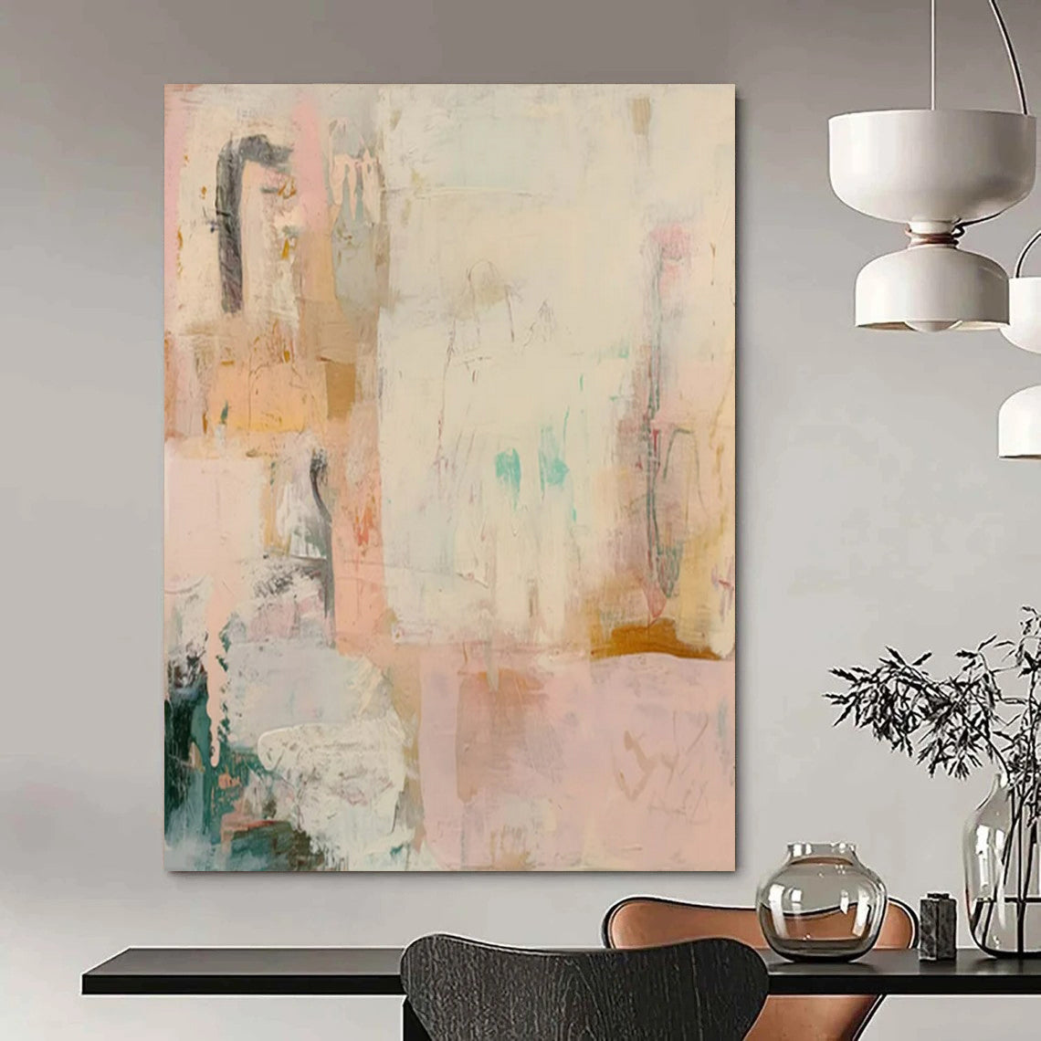 Large Hand-Painted Modern Abstract Wall Decor for Senior Living Community Activity Rooms