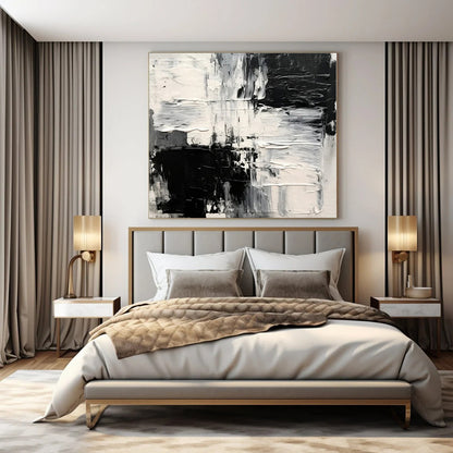 Art Deco Glamour Hand-Painted Abstract Canvas for Luxurious Bedrooms