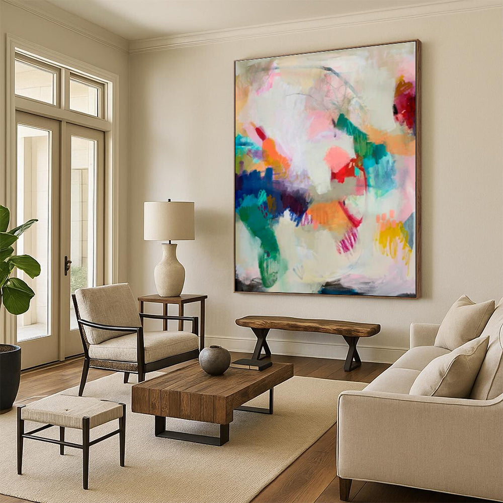Oversized Custom Hand-Painted Abstract Painting for Mudroom Entry Feature Wall LargeART0597