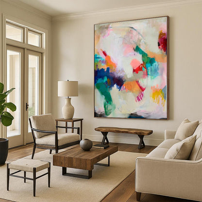 Oversized Custom Hand-Painted Abstract Painting for Mudroom Entry Feature Wall LargeART0597