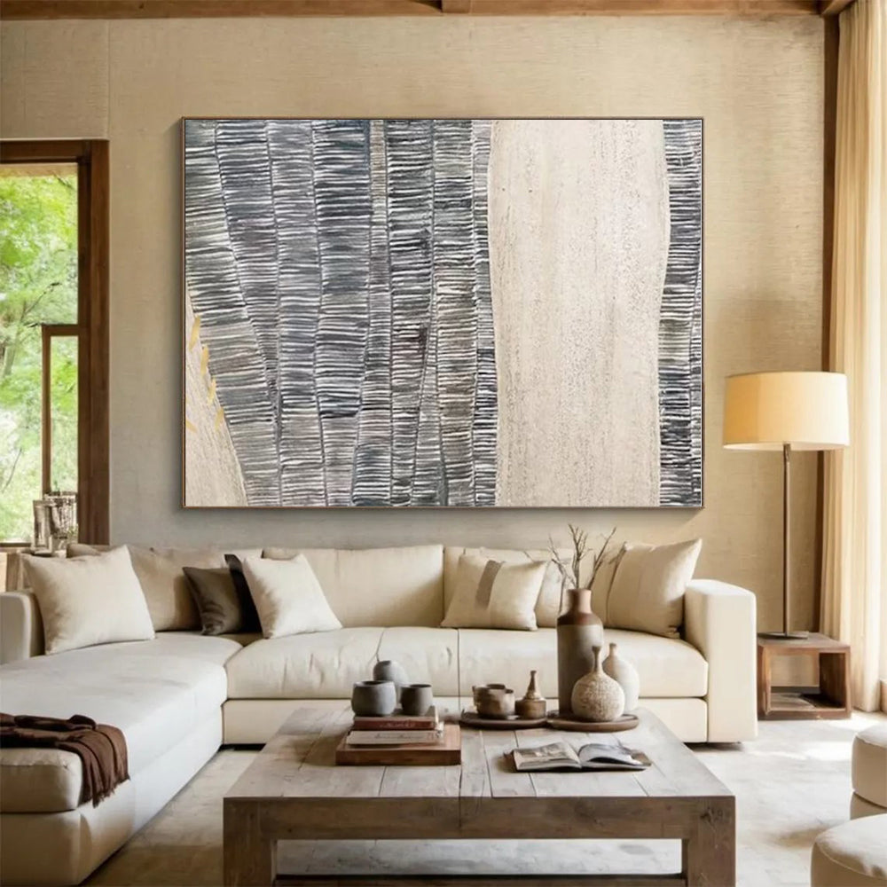 Huge Modern Abstract Canvas for Contemporary Basement Game Room Feature Wall