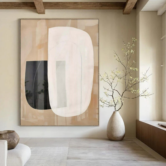 Oversized Hand-Painted Modern Abstract Mural for Family Home Teen Hangouts