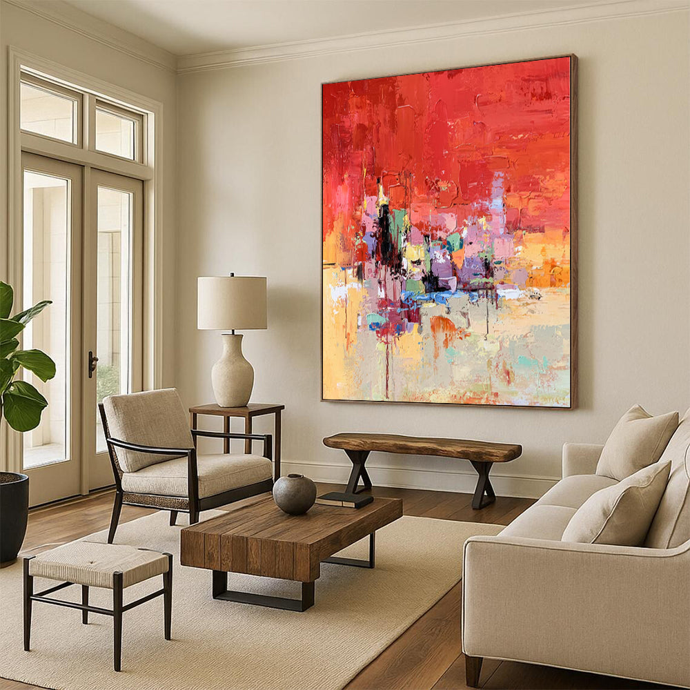 Giant Hand-Painted Abstract Canvas for Nursery Changing Table Feature Walls