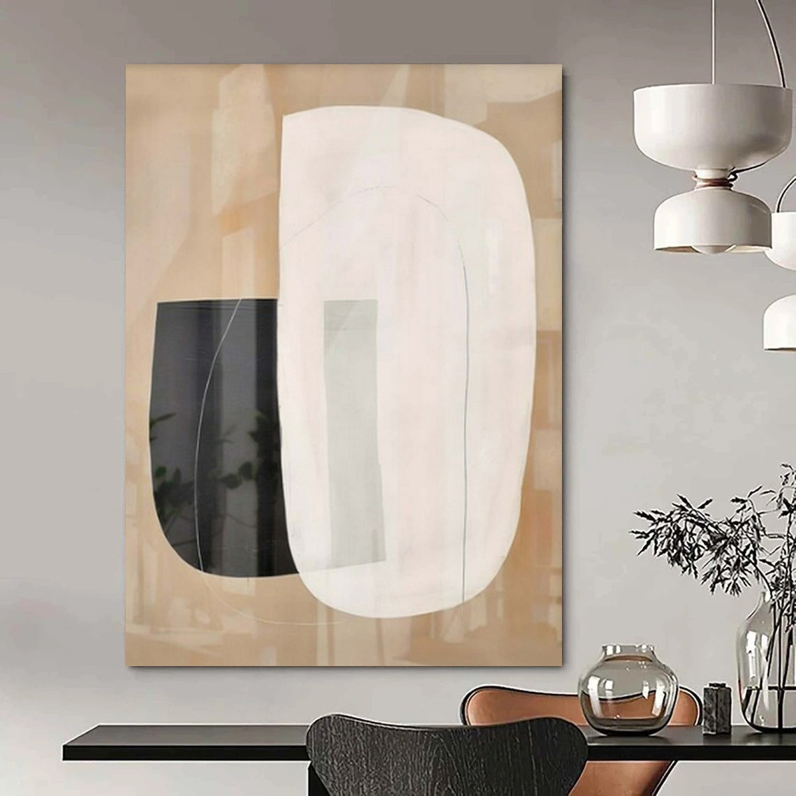 Oversized Hand-Painted Modern Abstract Mural for Family Home Teen Hangouts