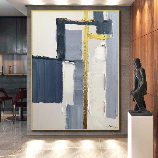 Custom-Made Mammoth Hand-Painted Abstract Painting for Master Bedroom Retreat Wall